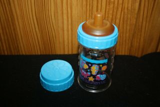 Vintage Playtex Drop In Nurser Bottle Pattern Design Blue Fish Flat Nipple 4oz.