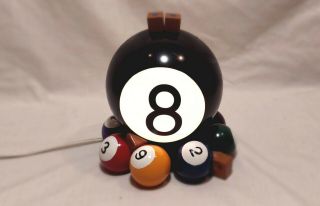 Vintage Large 8 Ball With Billiards Pool Balls Light Table Lamp