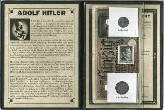 World War Ii Certified Two German Coins 1,  10 Rp & 50 Reichsmark Bill & Stamp