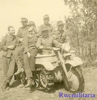 Rare Wehrmacht Troops In Field W/ Kettenkrad Tracked Motorcycle