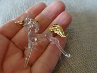 Finely Hand - Blown Glass Unicorn Gold Accents Miniature Figurine Murano Glass