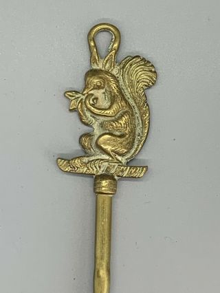 Early English Solid Brass Toasting Fork With An Eating Squirrel Handle