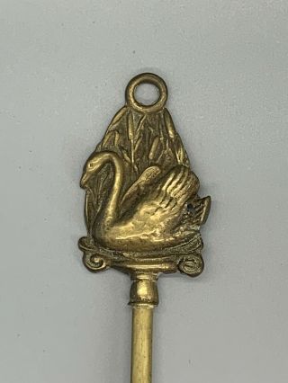 Early English Solid Brass Toasting Fork With Swan Handle
