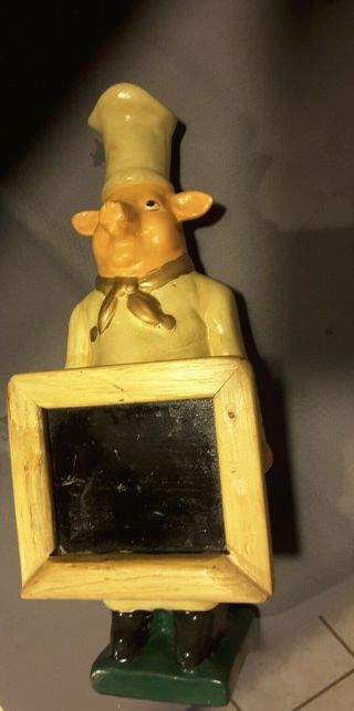 Vintage Pig Chef Statue Chalkboard Counter Restaurant Bbq Deli Country Menu