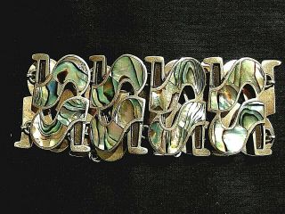 Vintage Taxco Mexico.  925 Sterling Silver & Abalone Shell 7.  5 " Bracelet