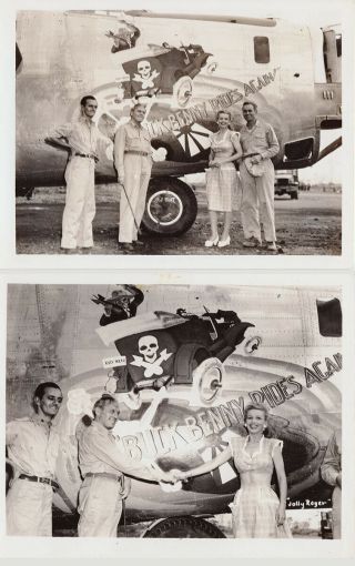 Ww2 B - 24 90th Bg Nose Art Jack Benny Carol Landis Uso Tour 2 Photos 2