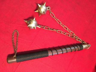 Medieval Gladiator Weapon Double Spiked Metal Mace Ball Flail Morningstar