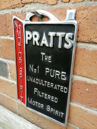 Pratts Oil Can Motor Spirit Sign Cast Aluminium Advertising Petrol Old Vac213