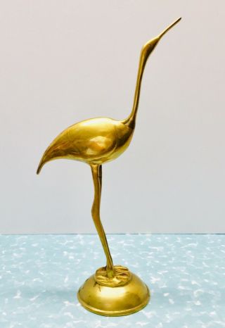 Mid Century Modern Vintage Solid Brass Egret Crane Stork Bird Figurine Collector