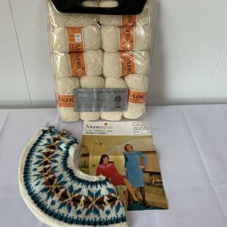 Vintage Munrospun Shetland Virgin Wool Cardigan Or Sweater Making Knitting Kit