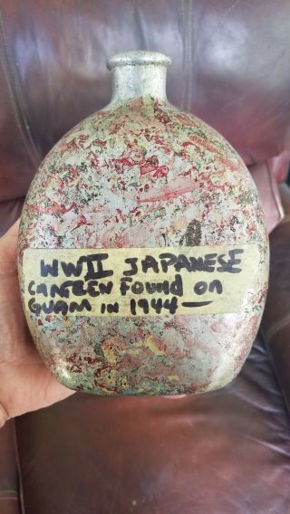 Vintage Ww2 Japanese Canteen Found On Guam 1944 By Us Marine In Pacific Theater
