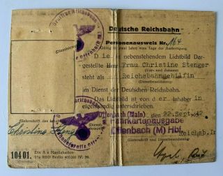 Ww2 Deutsche Reichsbahn Id Card