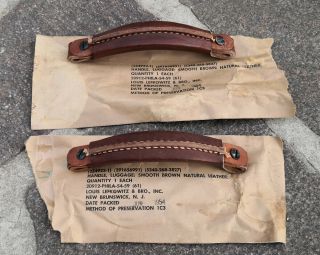 Two Wwii Leather Handles For Bc - 620 Military Radio & Willys Jeep - Ww2