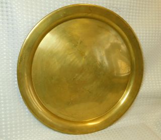 Old Round Circular Brass Tray Raised Rim 36.  5cms Diameter