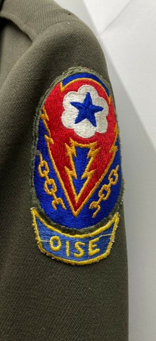 WWII WW2 US Army Officer ' s Uniform Jacket with ETO patches ADSEC/OISE 2