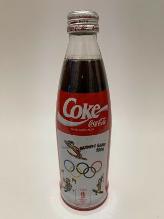 Coca Cola Albertville 1992 Winter Olympic Games Japanese Glass Bottle