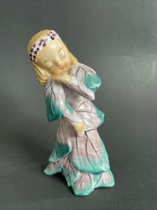 Vintage Pixie Fairy Leaves Girl Figurine Acme China Made In Japan 4.  5 "