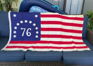 Vintage 1976 13 - Star Usa Bicentennial American Flag 3’ X 5’ Bennington Cotton