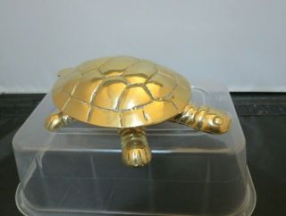 Vintage Brass Turtle / Tortoise Jewellery Trinket Box With Lid - 12.  5cm - 175g