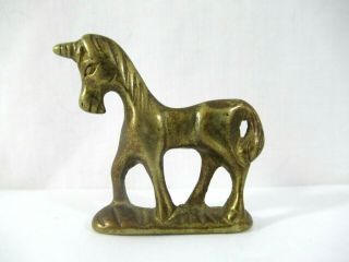 Vintage Solid Brass Small Mini Unicorn Figurine Made In Taiwan