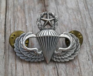 Vintage Wwii Sterling Silver U.  S.  Army Airborne Master Parachutist Jump Wings