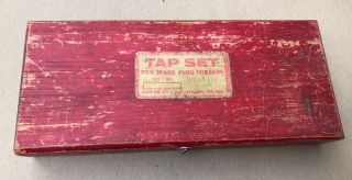 Vintage Snap On Tools Blue Point Spark Plug Thread Tap Set In Wood Box