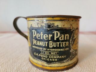 Vintage Antique Peter Pan Peanut Butter 11oz Tin Can