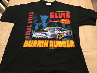 Vintage 1998 Elvis Racing T - Shirt Large 90s Nascar Rusty Wallace Burninrubber Xl