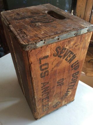 Vintage 1970 7up Seven - Up Los Angeles Wooden Wood Soda Case Crate