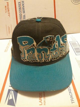 Vintage 90s Drew Pearson Graffiti Carolina Panthers Snapback Hat Baseball Cap