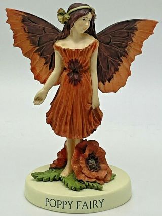 Cicely Mary Barker Poppy Girl Flower Fairy Figurine On Base