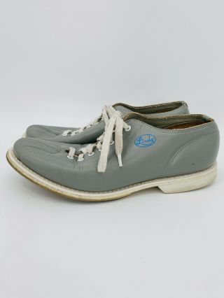 Vintage Lind ' s Grey Leather Bowling Shoes Lace Up Men ' s Size 8.  5 2