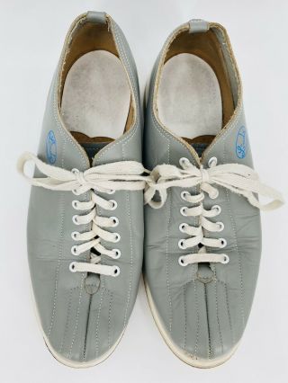 Vintage Lind ' s Grey Leather Bowling Shoes Lace Up Men ' s Size 8.  5 3
