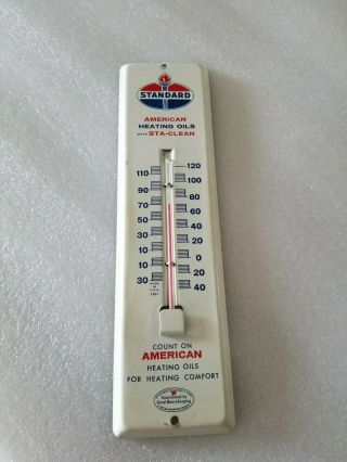 Vintage 1961 Standard American Heating Oil 11 - 1/2 " X 3 " Thermometer