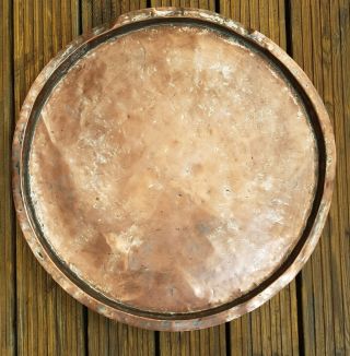 Large Old Copper Charger/tray Well Worn,  54cm In Diameter