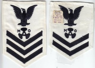 Ww2 White Us Navy 1st And 2nd Class Rate (dh) - Motor Machinist 