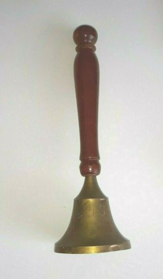 Vintage Brass Hand Bell School Long Handle 22cm