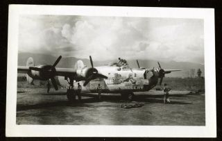 Vintage World War Ii Photo B24 Liberator Airplane Bomber Nose Art Wwii