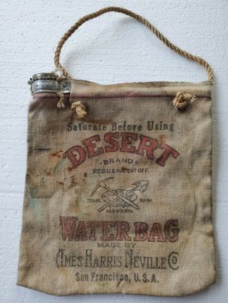 Vintage Desert Water Canvas Bag By Ames Harris Neville Co.  San Francisco Usa