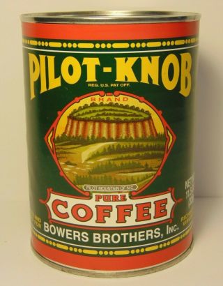 Vintage 1990s Pilot Knob Coffee Tin Bowers Brothers Richmond Virginia