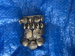 Antiqued Pewter Designs by Metzke Set of 4 Shell Napkin Rings w/ Box 3