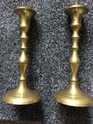 Brass Candlesticks Round Base 6 1/4 Inch Tall 285g Both