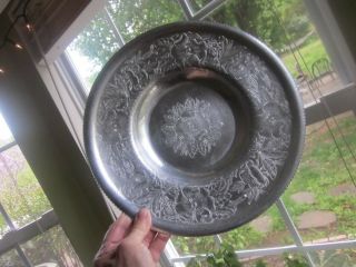 Wilson Specialties Hand Wrought Aluminum Serving Bowl Tray Floral 1940s - 50s Vgvc