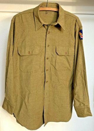 Wwii Us Army Aaf Wool Service Shirt With Felt Patch,  Huge Size 46 Chest
