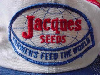 NM Vintage Jacques Seeds Snapback Trucker Cap Hat Patch A Beauty Solid Brim 2