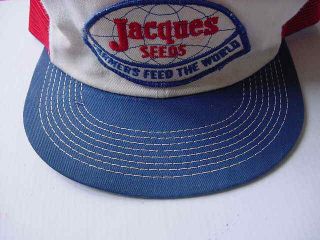 NM Vintage Jacques Seeds Snapback Trucker Cap Hat Patch A Beauty Solid Brim 3