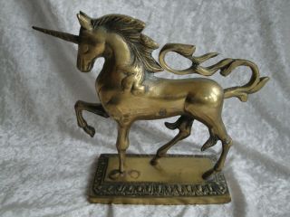 Vintage Brass Unicorn Horse Statue Figurine - 7 - 1/2 " Tall,  1 Lb.  15 Oz.  Weight