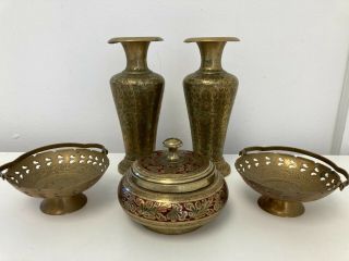 Bundle Brass Posy Vases Small Decorative Dishes Sugar Bowl With Lid E33