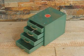 Vintage Wards Master Quality Small Tool 4 Drawer Metal Cabinet Blue Green