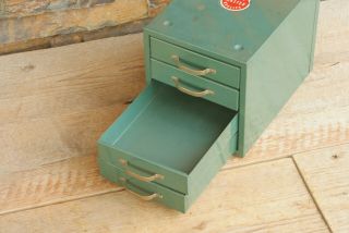 Vintage Wards Master Quality Small Tool 4 Drawer Metal Cabinet Blue Green 3